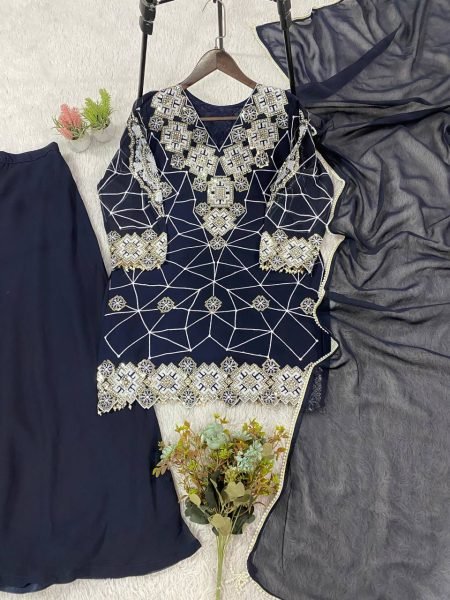 Eid 2026 New Arrival Pakistani Style Georgette Sequence Embroidery Palazzo Suit Wholesale for Resellers Ready To Wear Collection