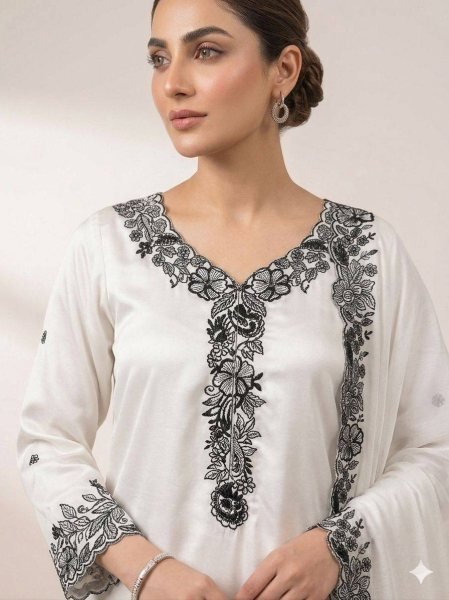 Eid Special French Crepe Palazzo Suit with Sequence Embroidery for Festive Wear Ready To Wear Collection