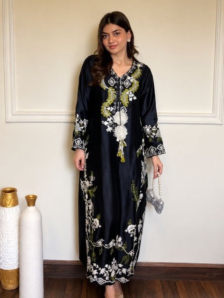 Elegant Blue Satin Rayon Embroidered Kaftan Pant Set with Dupatta For Party Wear Ready To Wear Suit
