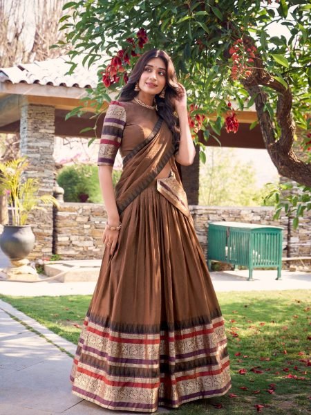Elegant Chanderi Half Saree Lehenga Intricate Zari Work Direct from Surat Manufacturer  Lehenga