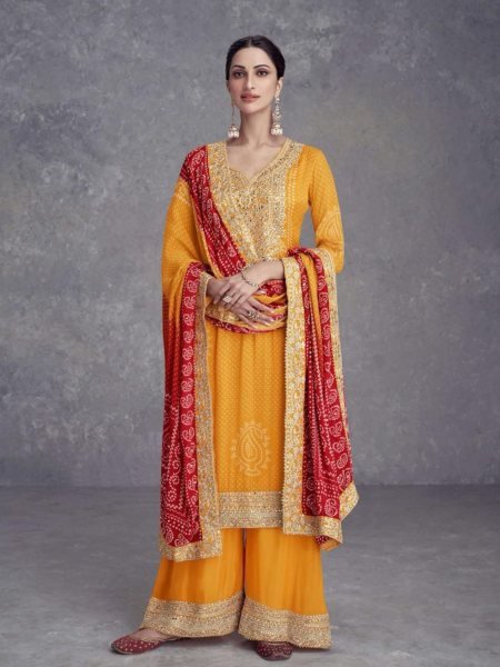 Elegant Chinon Printed Suit Set with Embroidery & Dupatta New Launch at Best Wholesale Price from Surat Salwar Kameez
