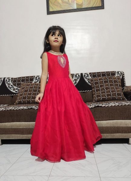 Elegant Chinon Silk Gown for Little Girls Special Occasion   Partywear Dress Designer Summer Collection at Best Offer Girls Wear