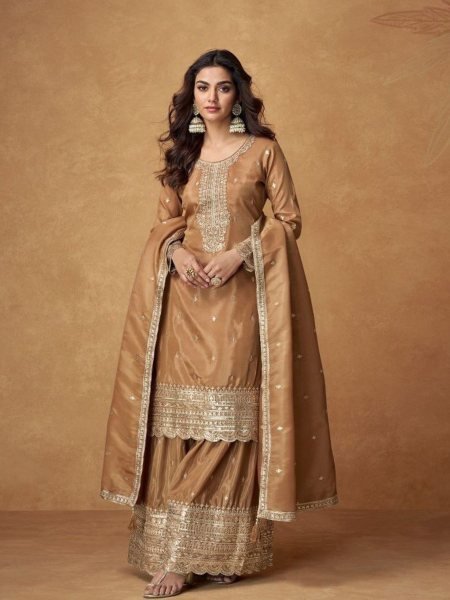 Elegant Chinon Silk Kurti Suit with Intricate Sequin Embroidery Full-Stitched Party Wear Collection from Surat Ready To Wear Suit