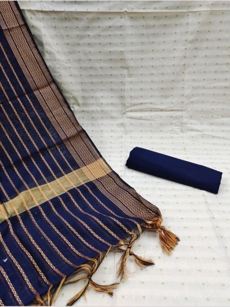 Elegant Cotton Jacquard Dress Material With Cotton Bottom And Dupatta  Color Set Matching Dress Material Wholesale