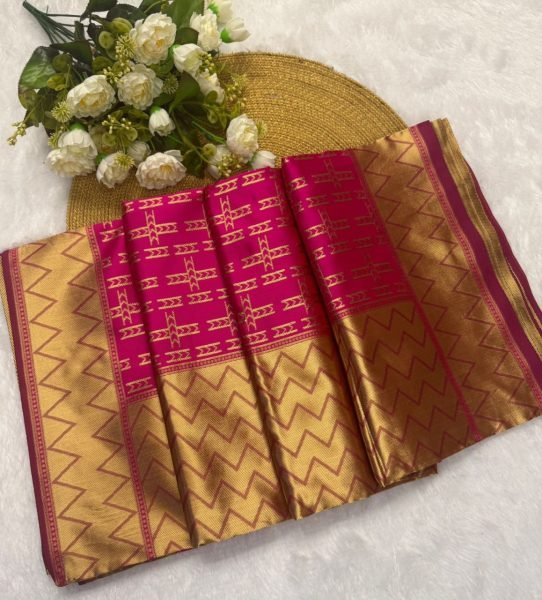 Elegant Dark Pink Banarasi Soft Silk Saree Budget Friendly with Rich Traditional Look Banarasi Saree Wholesale
