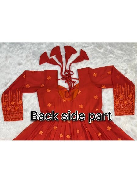 Elegant Design Orange Color Georgette Fabric With Zari Work Anarkali With Dupatta  Ready To Wear Collection