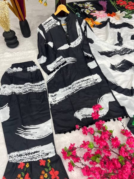 Elegant Digital Print Rayon Cotton Co Ord Set with Dupatta for Boutique Resellers Cotton Kurtis Wholesale