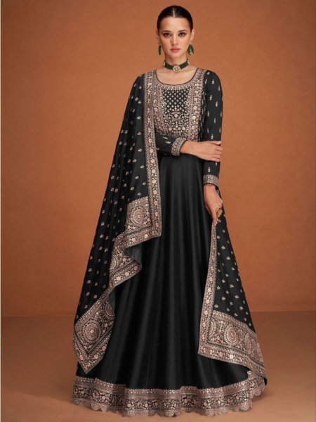 Luxury Vichitra Silk Semi Stitched Anarkali with Santoon Bottom Festive Wear Collection  Salwar Kameez