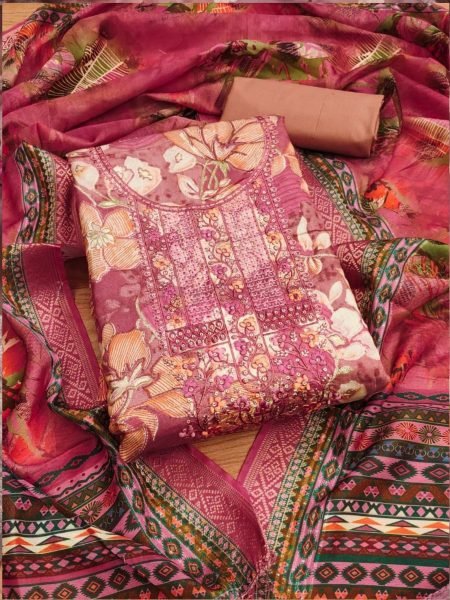 Elegant Foil Print Dress Material With digital print Dupatta 