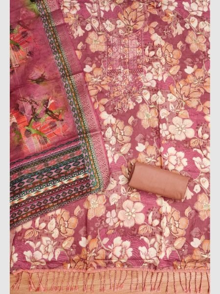 Elegant Foil Print Dress Material With digital print Dupatta  Color Set Matching Dress Material Wholesale