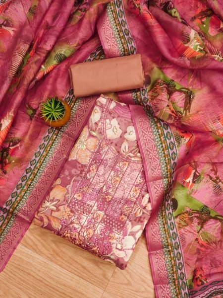 Elegant Foil Print Dress Material With digital print Dupatta  Color Set Matching Dress Material Wholesale