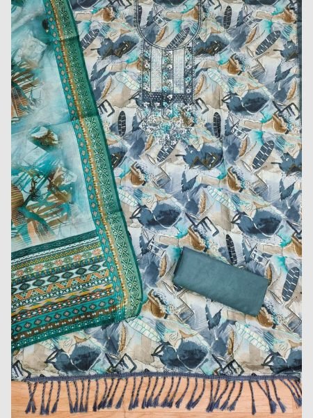 Elegant Foil Print Dress Material With digital print Dupatta  Color Set Matching Dress Material Wholesale