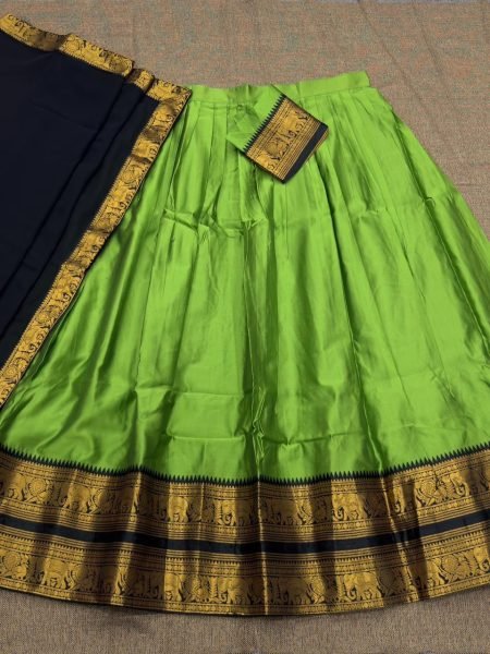 Elegant Green Kanjivaram Silk Lehenga Choli with Zari Weaving and Georgette Dupatta Half Saree Lehenga