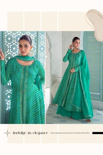Elegant Green Real Chinon Digital Print Top with Matching Bottom and Dupatta at Wholesale Rate Designer Plazzo Salwar Suits Wholesale