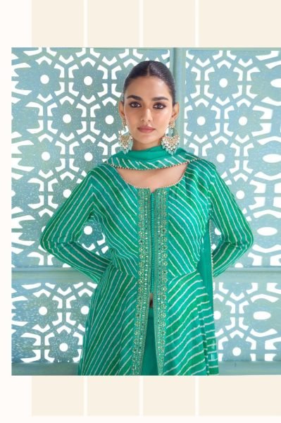 Elegant Green Real Chinon Digital Print Top with Matching Bottom and Dupatta at Wholesale Rate Designer Plazzo Salwar Suits Wholesale