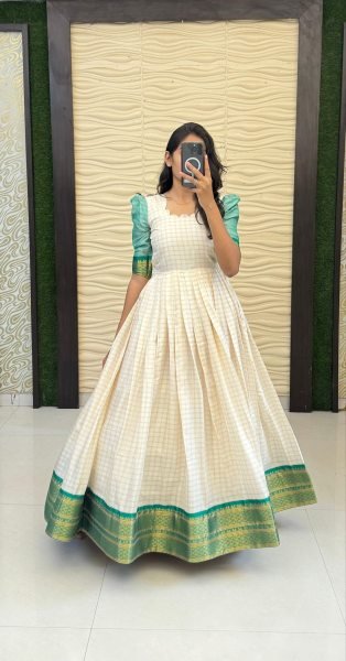 Elegant Heavy Cotton Silk Festive Wear Gown with Rich Jacquard Border  Full Stitch and Designer Flared Pattern Anarkali Kurtis 