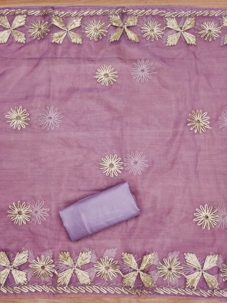 Elegant lavender   Color in Soft Organza Dress Material Collection with Gota Work Dupatta Color Set Matching Dress Material Wholesale