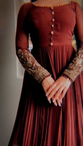 Elegant Maroon Fox Georgette Gown with Embroidery Work and Dupatta Ready To Wear Collection