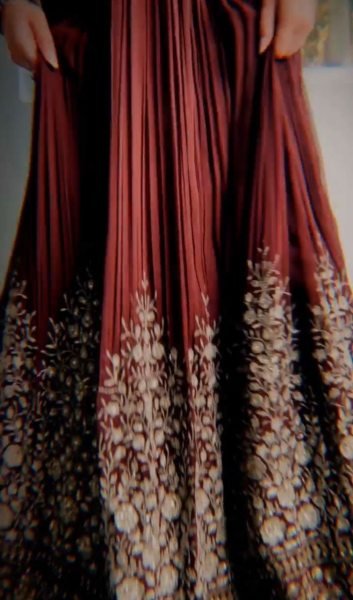 Elegant Maroon Fox Georgette Gown with Embroidery Work and Dupatta Ready To Wear Collection