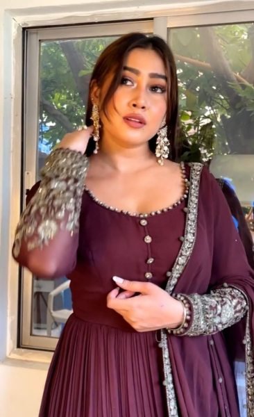 Elegant Maroon Fox Georgette Gown with Embroidery Work and Dupatta Ready To Wear Collection