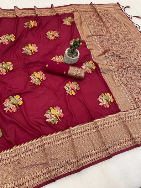 Elegant Maroon Georgette Saree with Soft Smooth Fall for Party Wear Cotton Sarees Wholesale