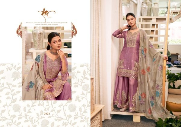Elegant Mauve Designer Fendy Silk Plazo Suit with Front and Back Embroidery at Wholesale Rate Designer Plazzo Salwar Suits Wholesale