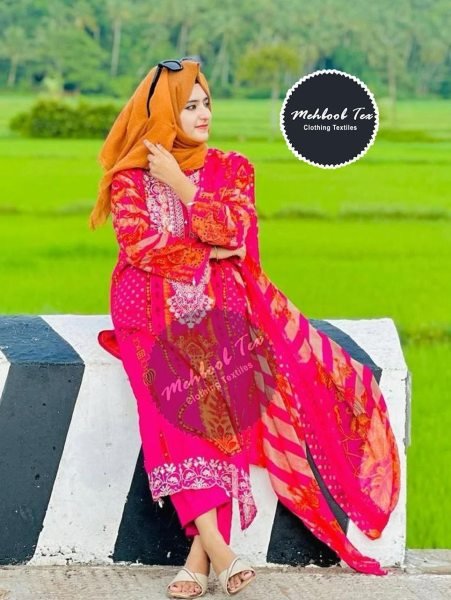 Elegant Mchbool Tex Cotton Printed Salwar Kameez with Chiffon Work Dupatta Pakistani Suits Wholesale