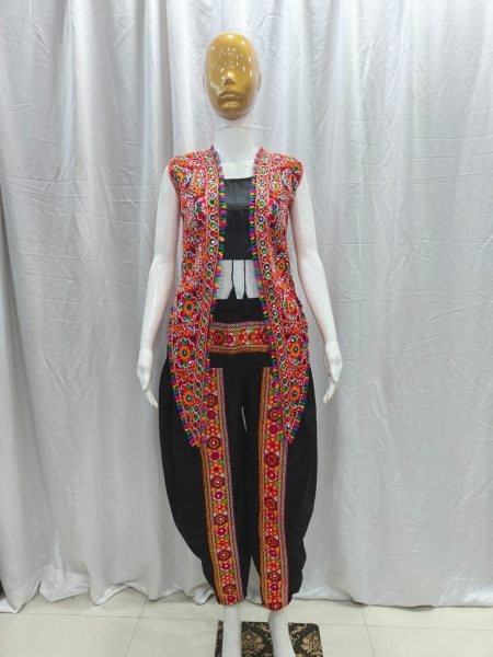 Elegant Mirror Work Jacket Set With Dhoti and Blouse Traditional Festival Wear  Navratri Collection