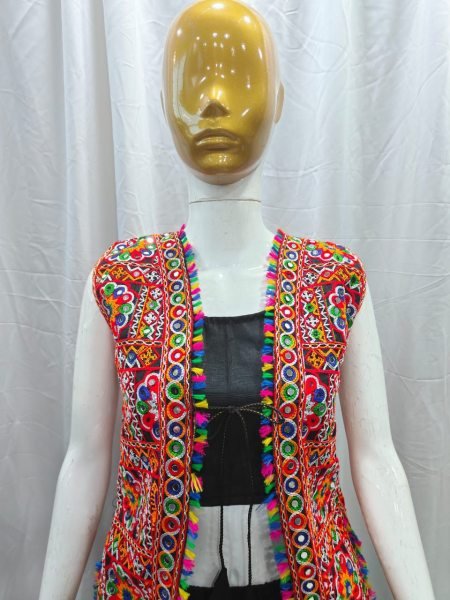 Elegant Mirror Work Jacket Set With Dhoti and Blouse Traditional Festival Wear  Navratri Collection