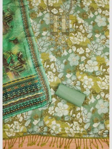Elegant Foil Print Dress Material With digital print Dupatta  Color Set Matching Dress Material Wholesale