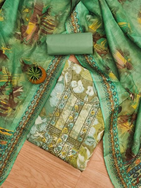 Elegant Foil Print Dress Material With digital print Dupatta  Color Set Matching Dress Material Wholesale