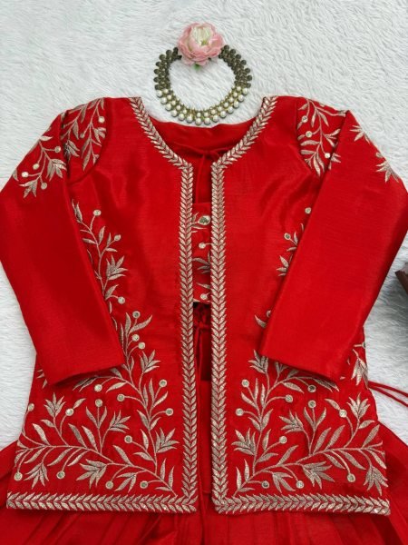 Elegant Orange Chinon Silk Lehenga with Embroidered Blouse for Celebration Wear Designer Lehenga Choli