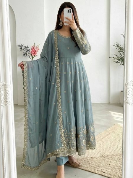 Elegant Party Wear Embroidered Gown Set for Women Ready To Wear Collection