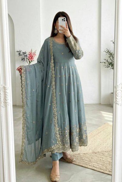 Elegant Party Wear Embroidered Gown Set for Women Ready To Wear Collection