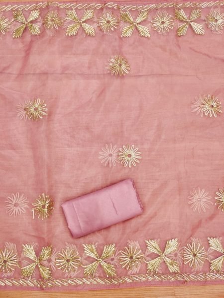 Elegant Pink Color in Soft Organza Dress Material Collection with Gota Work Dupatta Color Set Matching Dress Material Wholesale