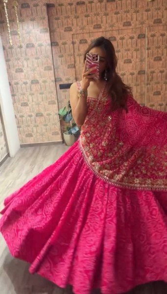Elegant Pink Designer Printed Faux Georgette Navratri Lehenga with 4 Meter Flair Navratri Lehnega Choli