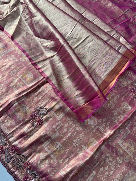 Elegant Pink Pure Kanjivarm Silk Saree with Running Silk Blouse at Manufacturer Rate Silk Sarees Wholesale