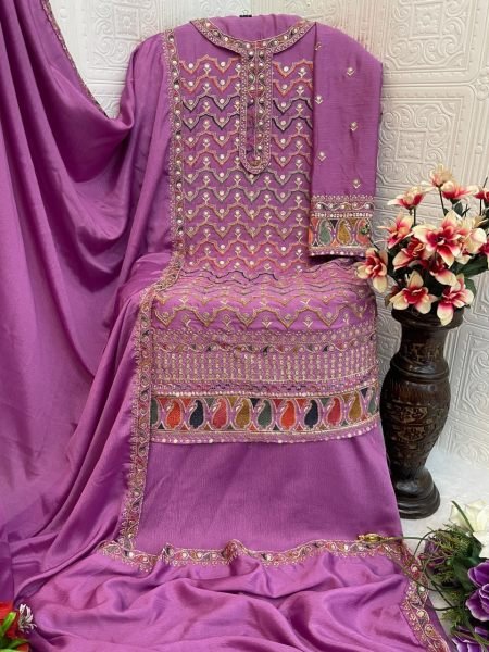 Elegant Ready to Wear Chinon Suit with Sequin Embroidery Party Wear Kurta Set for Women Bulk Orders Available Designer Plazzo Salwar Suits Wholesale