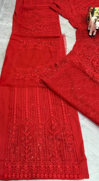 Elegant Red Embroidered Net Lehenga with Dupatta Ready for Brides Designer Lehenga Choli