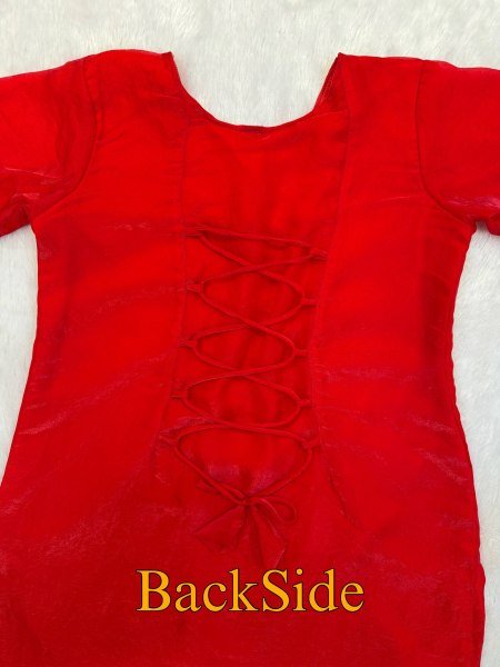 Elegant Red Fandy Satin Embroidered Kurti Farshi Salwar Dupatta Set at Manufacturer  Ready To Wear Collection