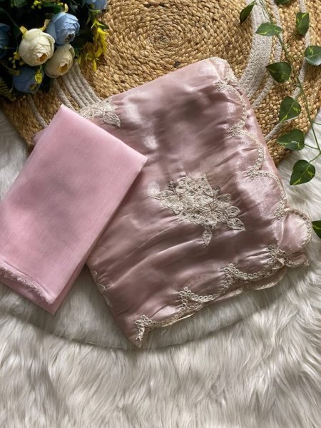 Elegant Rose Pink Jimmy Choo Sequin Saree Paired with Luxe Banglory Blouse JIMMY CHOO SAREE