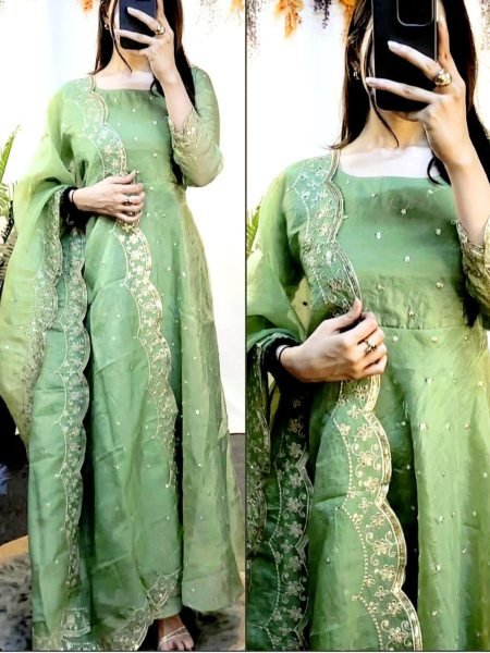 Elegant Silk Anarkali Gown with Sequin Work Ready to Wear Anarkali Set  Manufacturer Direct Best Price Kurti With Dupatta Wholesale
