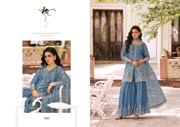 Elegant Teal Blue Saachi Heavy Premium Mos Silk Suit with Embroidered Dupatta Designer Plazzo Salwar Suits Wholesale
