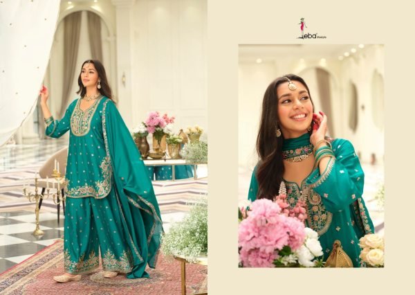 Elegant Teal Green Heavy Chinon Embroidered Plazo Suit with Sequin Work Designer Plazzo Salwar Suits Wholesale