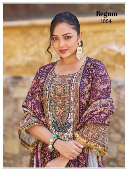 Elegant Traditional Jam Satin Kurta Plazzo Dupatta Set With Original Mirror Work with Designer Lace Border Printed Kurtis