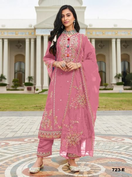 Elegant Unstitch Pakistani Cotton Embroidery and Sequence Suit for Festive Wear Cotton Salwar Kameez Wholesale