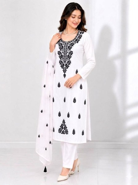 Elegant Vichitra Silk Embroidered Kurti Pant Set with Nazmin Dupatta Perfect for Daily Wear Embroidery Kurtis 