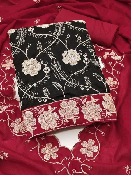 Elegant Vichitra Silk Suit Material with Santoon Bottom at Low Price Dress Material 