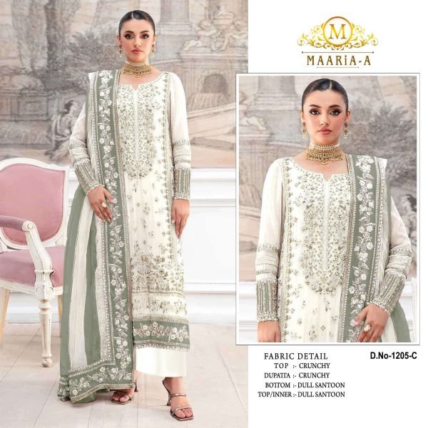 Elegant White Chiffon Pakistani Suit with Heavy Embroidery   Pakistani Suits Wholesale