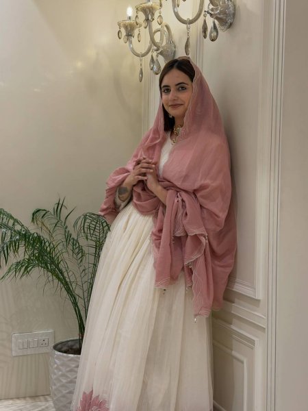 Elegant White Designer Heavy Faux Georgette Gown Set with Embroidery Work At Factory Price  Ready To Wear Collection